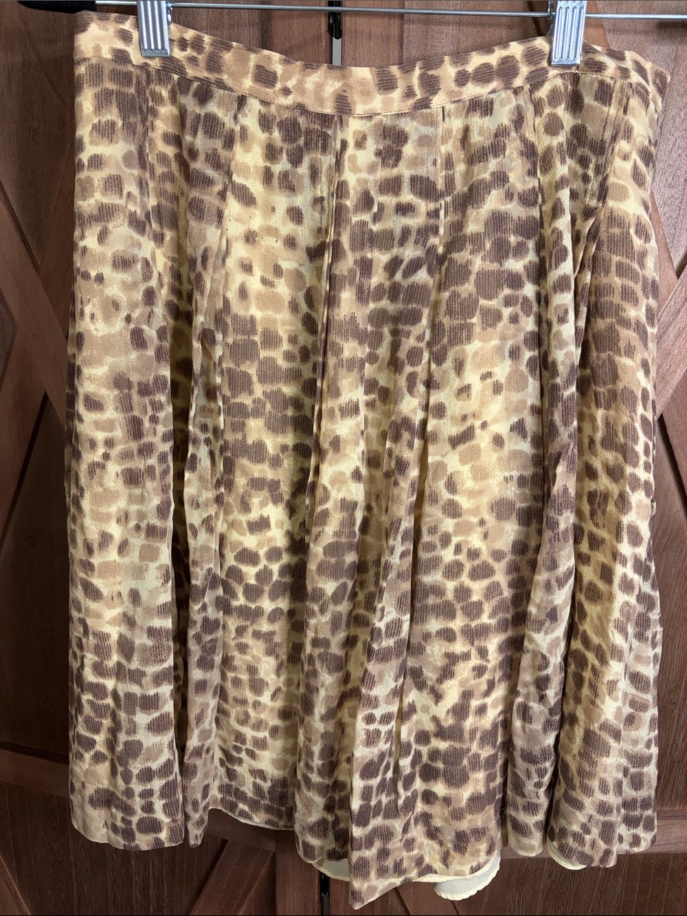 KATE HILL 100% Silk Animal Print Pleated Midi Skirt SIZE 6P PETITE